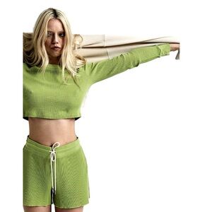 MATE the Label Set: Thermal Long-Sleeve Top, Shorts, & Wide-Leg Pant, + Tee